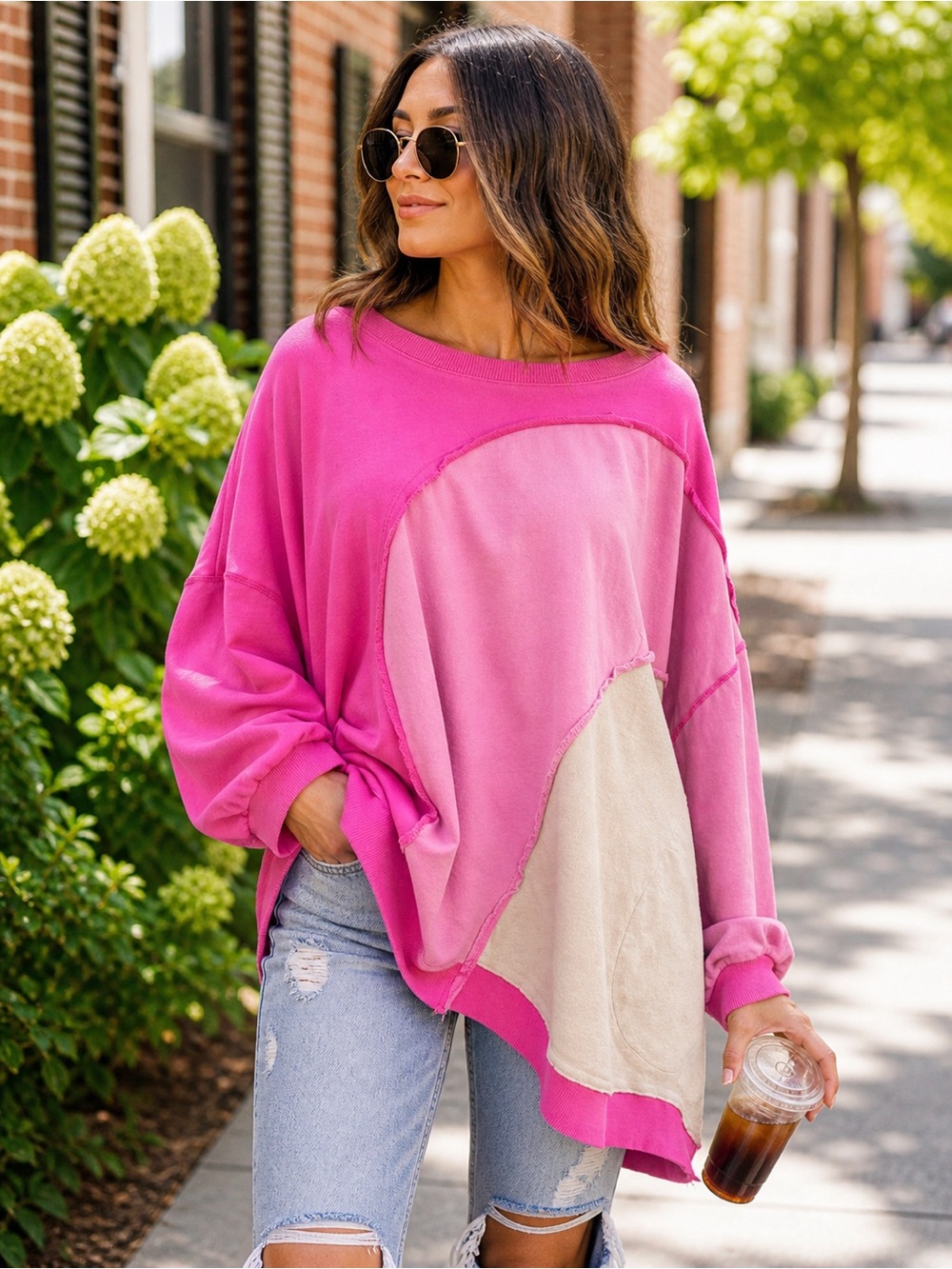 Blue Velvet Patchwork Sweatshirt 🩷 L NWT